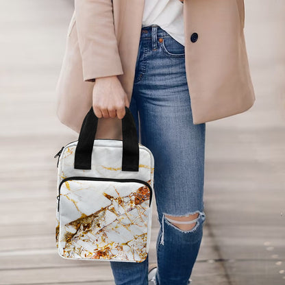 White Gold Grunge Marble Print Bible Tote Bag