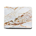 White Gold Grunge Marble Print Bifold Wallet