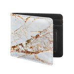 White Gold Grunge Marble Print Bifold Wallet