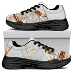 White Gold Grunge Marble Print Black Chunky Shoes