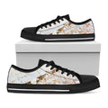 White Gold Grunge Marble Print Black Low Top Sneakers