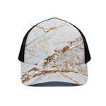 White Gold Grunge Marble Print Black Mesh Trucker Cap