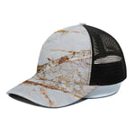 White Gold Grunge Marble Print Black Mesh Trucker Cap