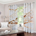 White Gold Grunge Marble Print Dimout Grommet Curtains