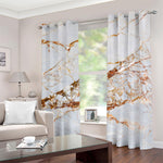 White Gold Grunge Marble Print Blackout Grommet Curtains