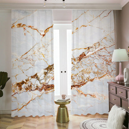 White Gold Grunge Marble Print Blackout Pencil Pleat Curtains