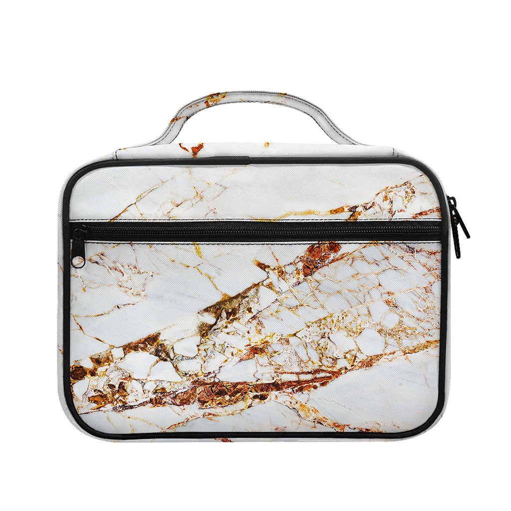 White Gold Grunge Marble Print Briefcase Bible Bag
