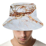 White Gold Grunge Marble Print Bucket Hat