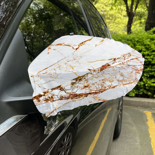 White Gold Grunge Marble Print Car Side Mirror Covers