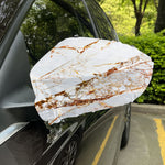 White Gold Grunge Marble Print Car Side Mirror Covers