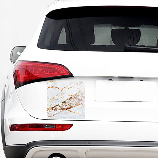 White Gold Grunge Marble Print Car Sticker
