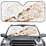 White Gold Grunge Marble Print Car Windshield Sun Shade