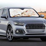 White Gold Grunge Marble Print Car Windshield Sun Shade