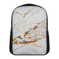 White Gold Grunge Marble Print Casual Backpack