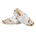 White Gold Grunge Marble Print Casual Shoes