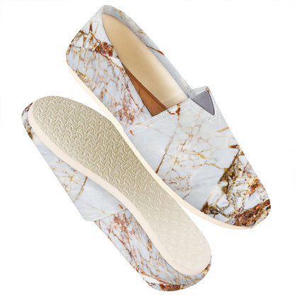 White Gold Grunge Marble Print Casual Shoes