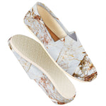 White Gold Grunge Marble Print Casual Shoes