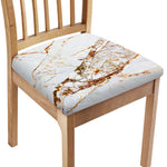 White Gold Grunge Marble Print Chair Cushion Cover