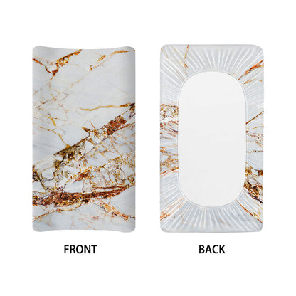 White Gold Grunge Marble Print Changing Pad Cover