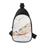 White Gold Grunge Marble Print Chest Bag