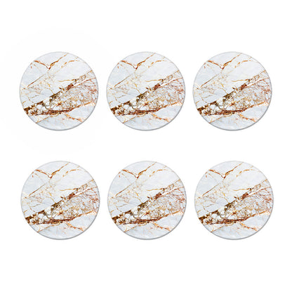 White Gold Grunge Marble Print Coaster Set