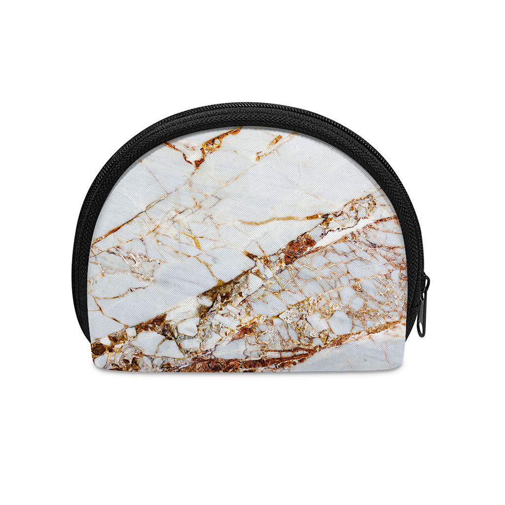 White Gold Grunge Marble Print Coin Purse