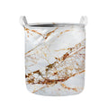 White Gold Grunge Marble Print Collapsible Laundry Basket