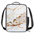 White Gold Grunge Marble Print Crossbody Lunch Bag