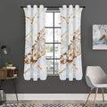White Gold Grunge Marble Print Grommet Curtain Panels