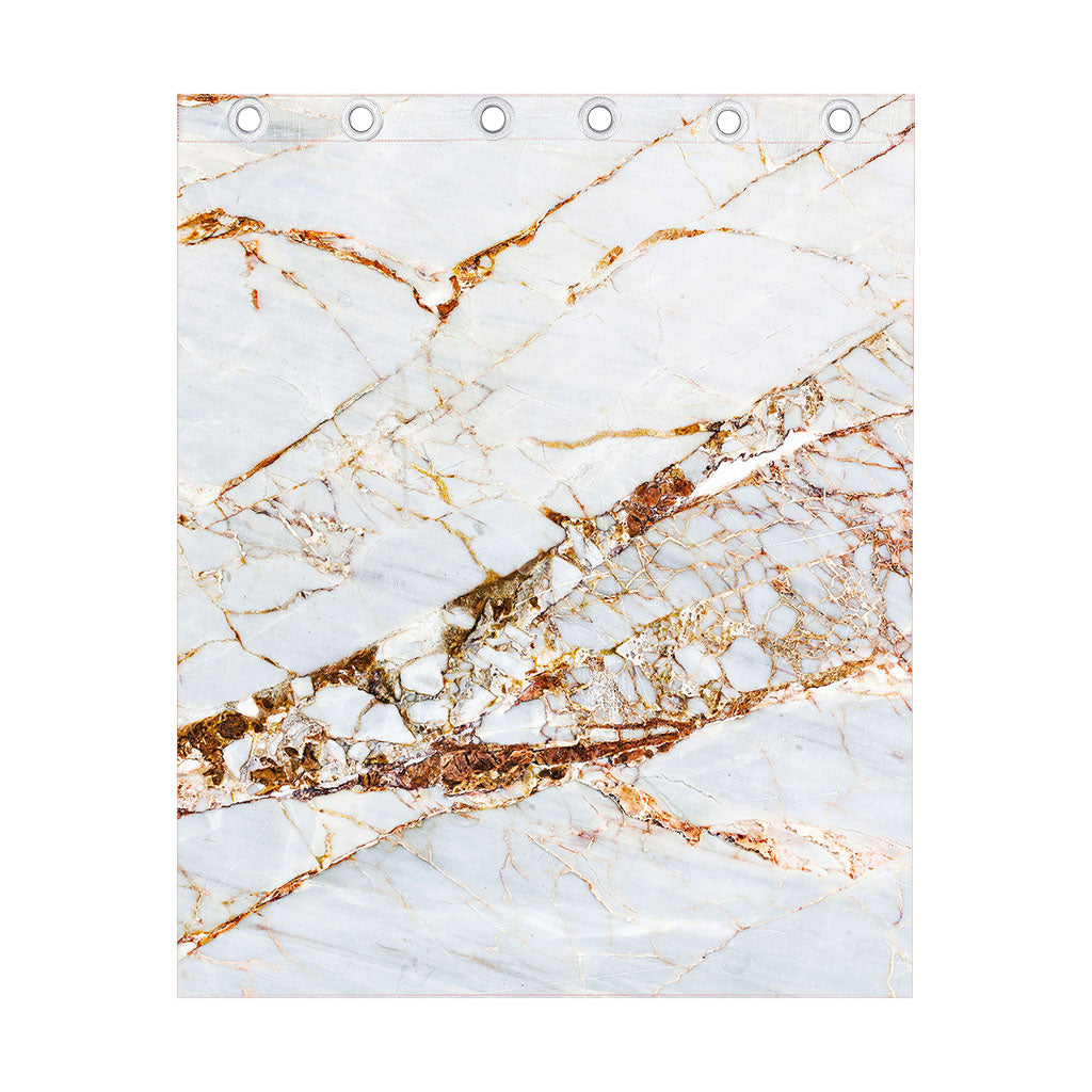 White Gold Grunge Marble Print Curtain
