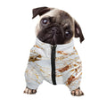 White Gold Grunge Marble Print Dog Zip Up Jacket