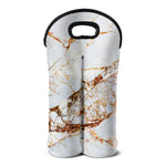 White Gold Grunge Marble Print Double Neoprene Wine Tote
