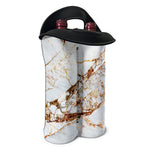 White Gold Grunge Marble Print Double Neoprene Wine Tote