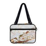 White Gold Grunge Marble Print Double Strap Bible Bag
