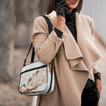 White Gold Grunge Marble Print Double Strap Bible Bag