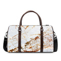 White Gold Grunge Marble Print Duffel Bag