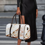 White Gold Grunge Marble Print Duffle Bag