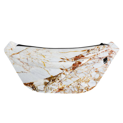 White Gold Grunge Marble Print Fanny Pack
