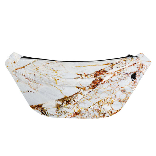 White Gold Grunge Marble Print Fanny Pack