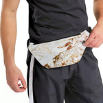 White Gold Grunge Marble Print Fanny Pack
