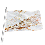 White Gold Grunge Marble Print Flag