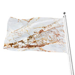 White Gold Grunge Marble Print Flag