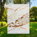 White Gold Grunge Marble Print Garden Flag