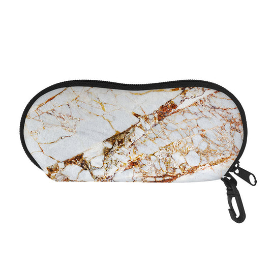 White Gold Grunge Marble Print Glasses Case