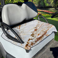White Gold Grunge Marble Print Golf Cart Seat Cover
