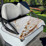 White Gold Grunge Marble Print Golf Cart Seat Cover