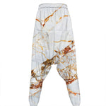White Gold Grunge Marble Print Hammer Pants