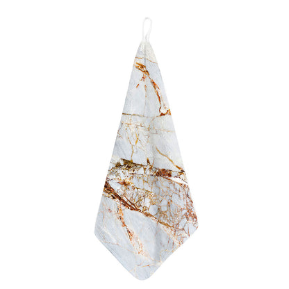 White Gold Grunge Marble Print Hand Towel