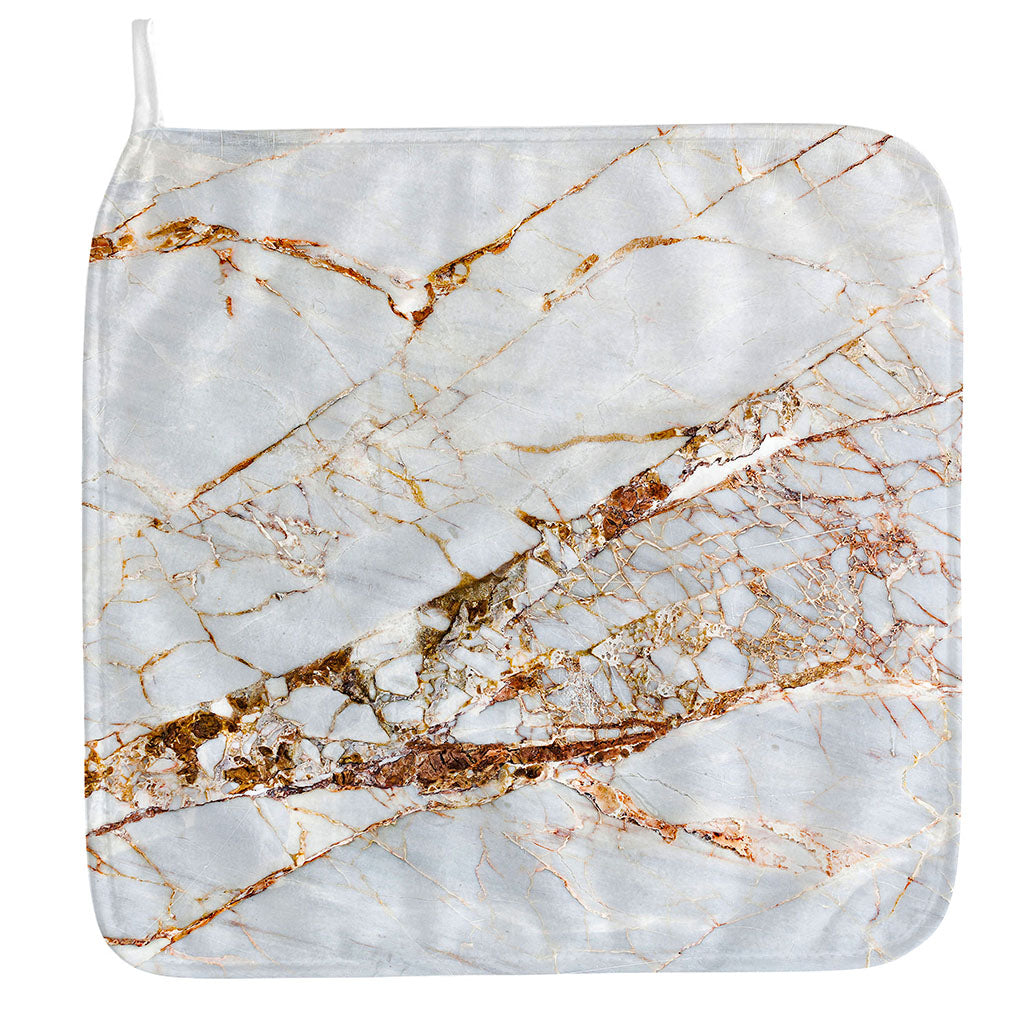 White Gold Grunge Marble Print Hand Towel