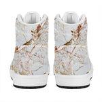 White Gold Grunge Marble Print High Top Leather Sneakers